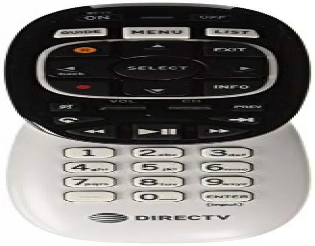 White DIRECTV RC66RX universal remote with RF and IR, lightweight handheld design
