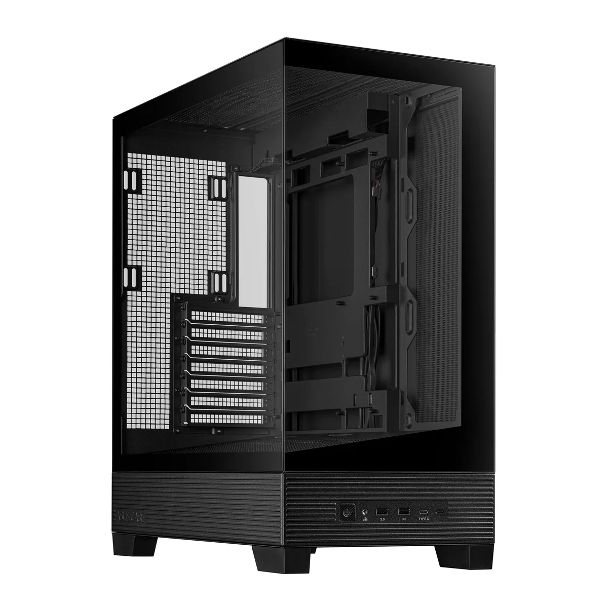 Black ATX mid-tower with dual tempered glass panels