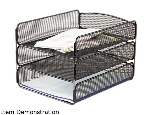 Safco Products Safco Products 3271BL Three-Tier Steel Mesh Letter Tray Black Office Furniture — product photo