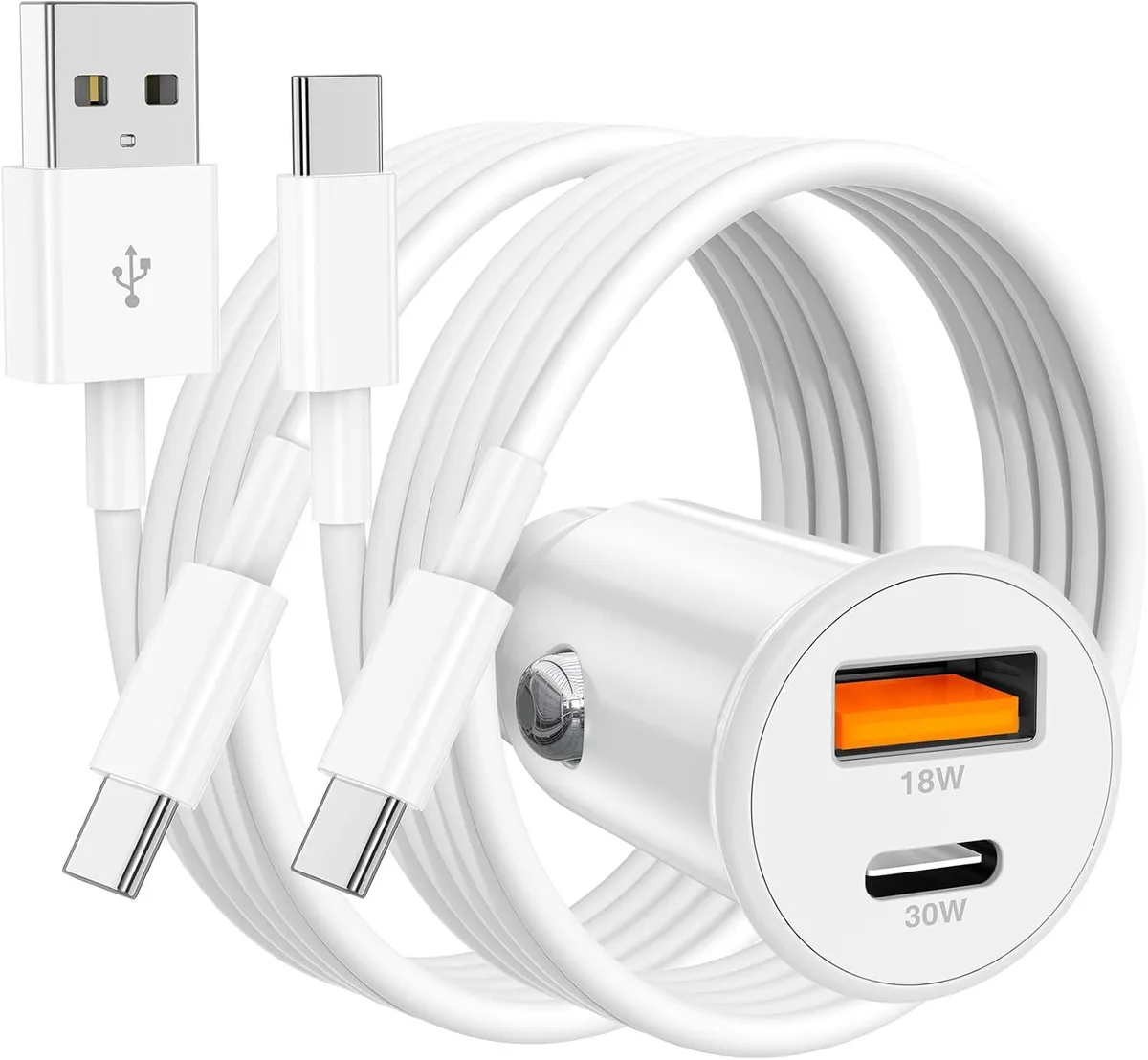 Hamzan Hamzan 48W Dual Port USB-C & USB-A Car Charger with 3FT Cables — product photo