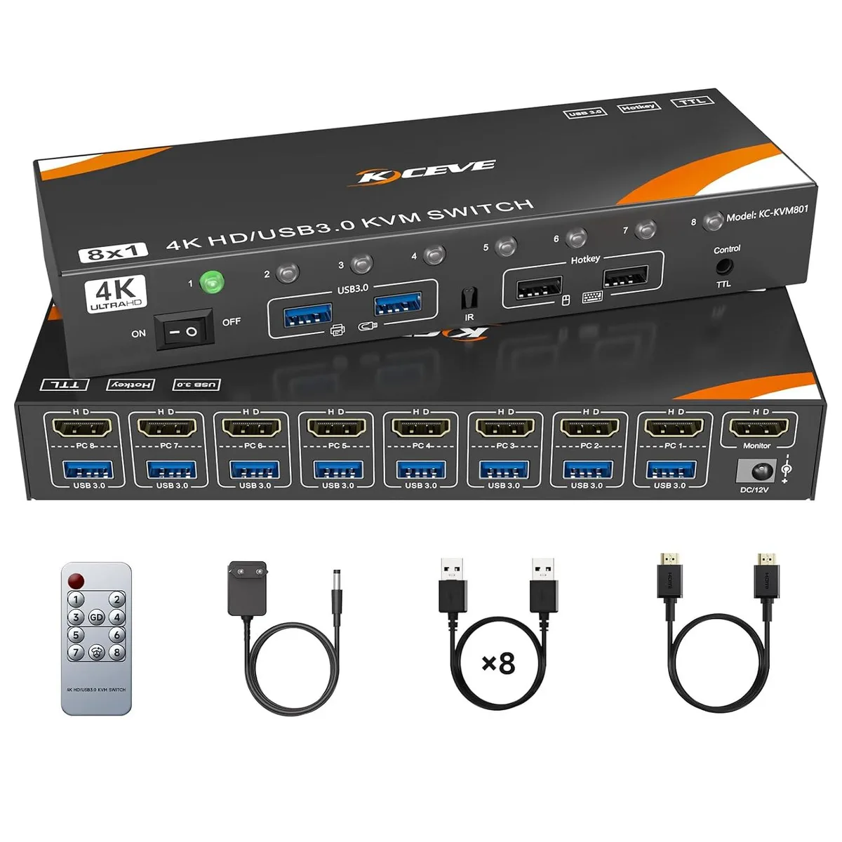AUTYUE AUTYUE KC-KVM801 8 Port HDMI KVM Switch 4K@60Hz 4 USB 3.0 — product photo