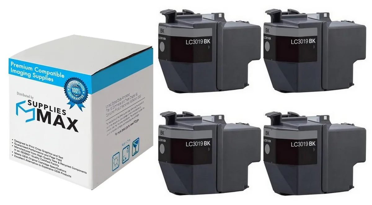 SuppliesMax SuppliesMax LC-3019BK 4-pack black ink cartridge 3000 pages — product photo