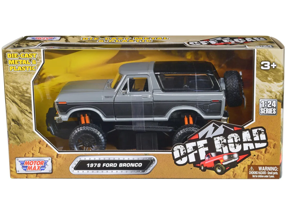 MOTORMAX MOTORMAX 1978 Ford Bronco Custom Gray Black Off Road 1/24 Diecast — product photo