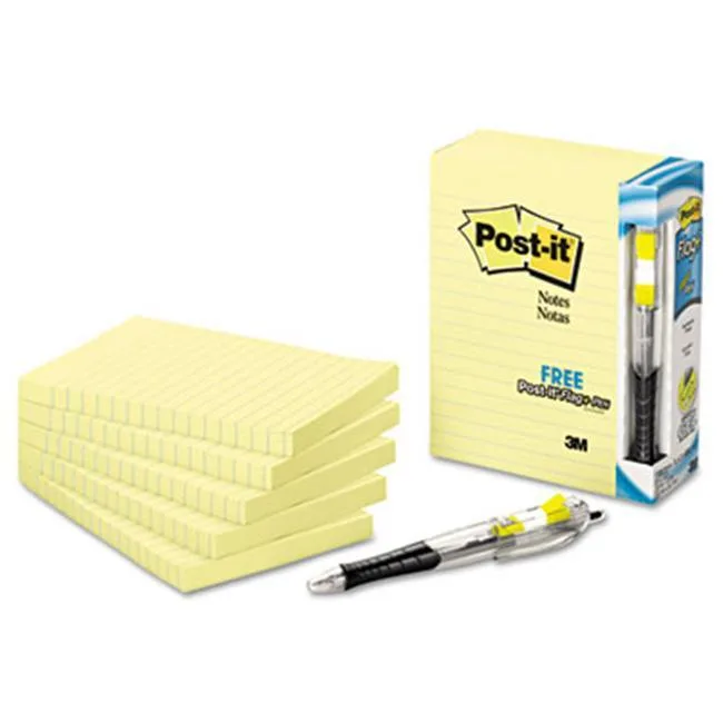 3M 3M 6605PK Lined Canary Yellow Pad 5 x 100-Sheet — product photo