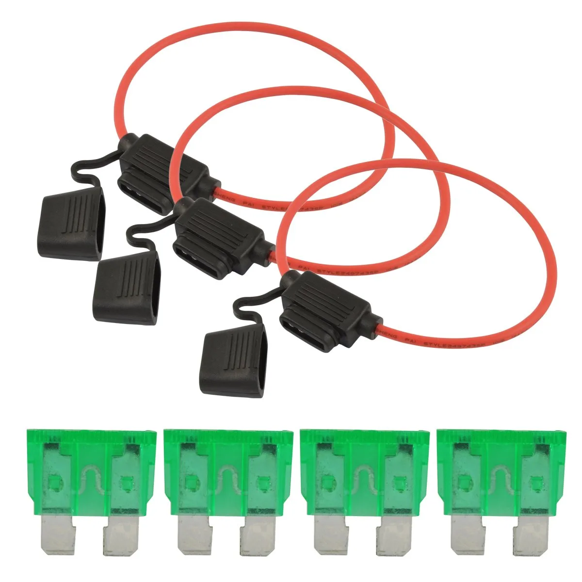The Wires Zone The Wires Zone ATCFH12-10 12 AWG fuse holder 10 pcs with 30 A fuses 25 pcs — product photo