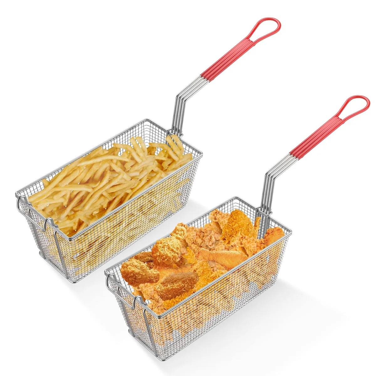 Yescom USA, Inc. Yescom USA, Inc. 2-pack Deep Fryer Baskets 13" x 6 5/16" x 5 7/8" Red — product photo