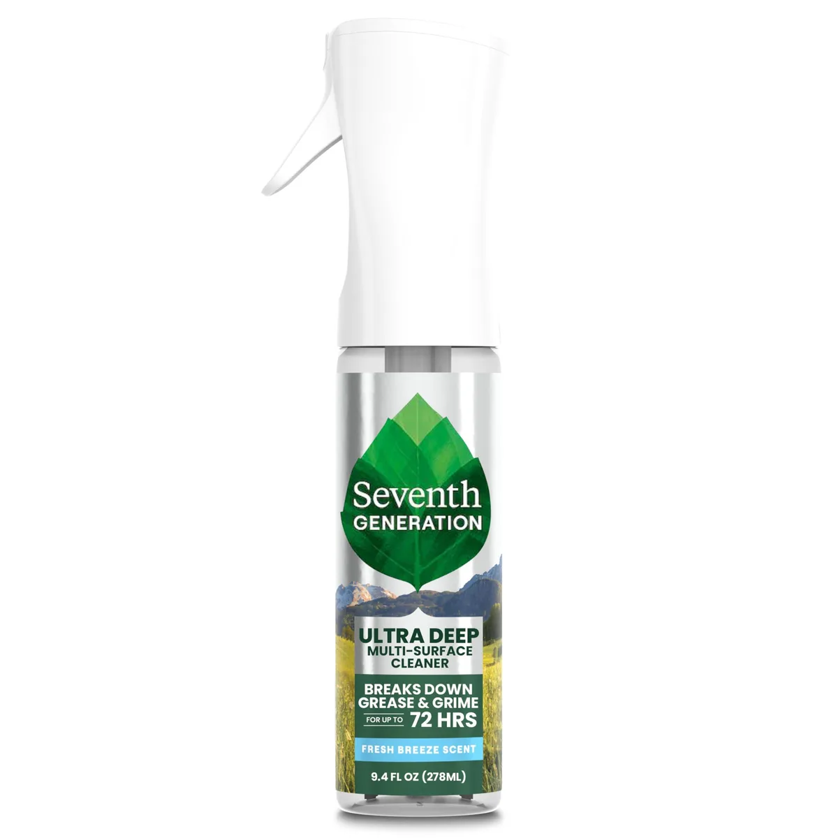 White spray bottle with Fresh Breeze label, 9.4 fl oz Seventh Generation multi-surface cleaner
