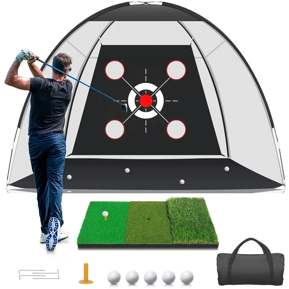 KLAODOT 10x7ft Golf Training Net with Mat 9.5lb — product photo