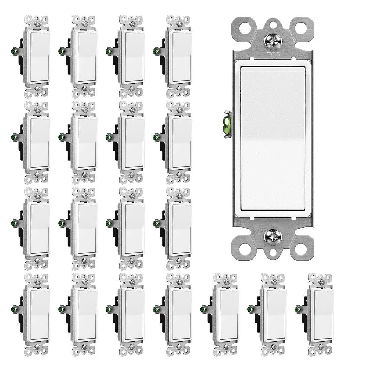 Her Hardware CSR1-20 Single Pole Rocker Switch 15A 120/277V White 20 Pack — product photo