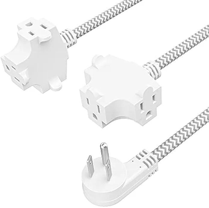 TAURKENAM TAURKENAM 3 Outlet Extension Cord 8 Ft 13A 125V 1625W 2 Pack — product photo