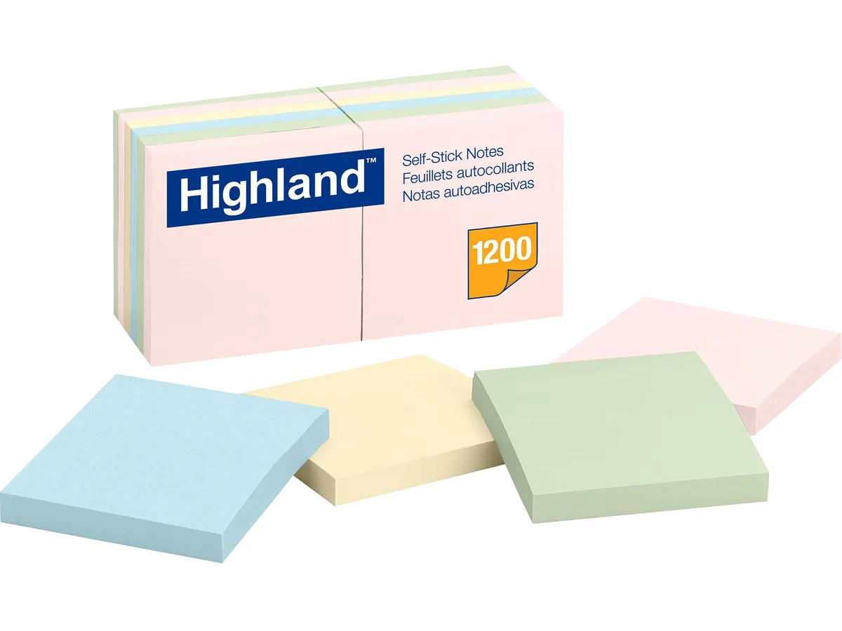 Pack of twelve assorted pastel sticky note pads