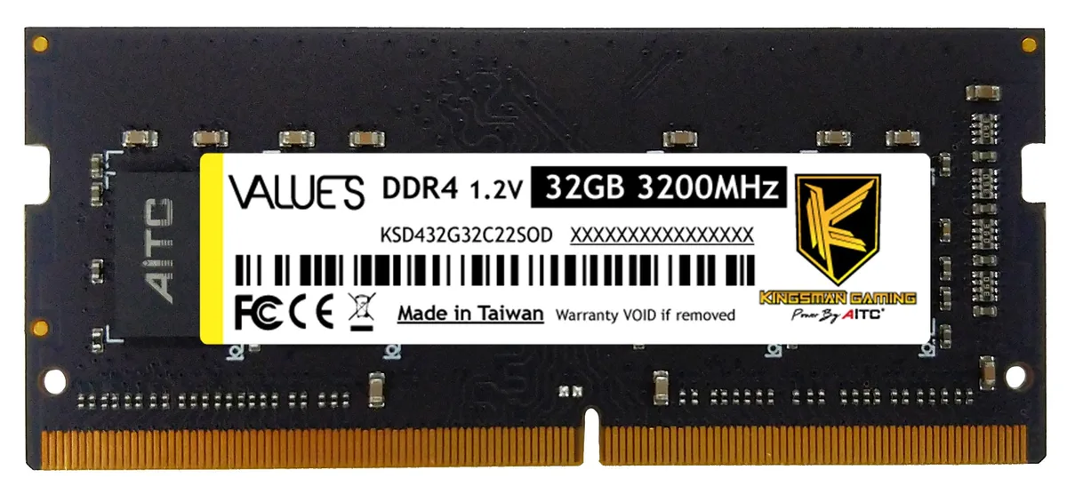 KINGSMAN GAMING KINGSMAN GAMING VALUE S 32GB DDR4 SO-DIMM CL22 3200 laptop RAM — product photo