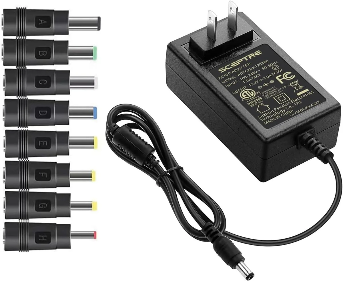 BASEUS BASEUS 12V 3A AC adapter 5.5x2.1mm 8 tips — product photo