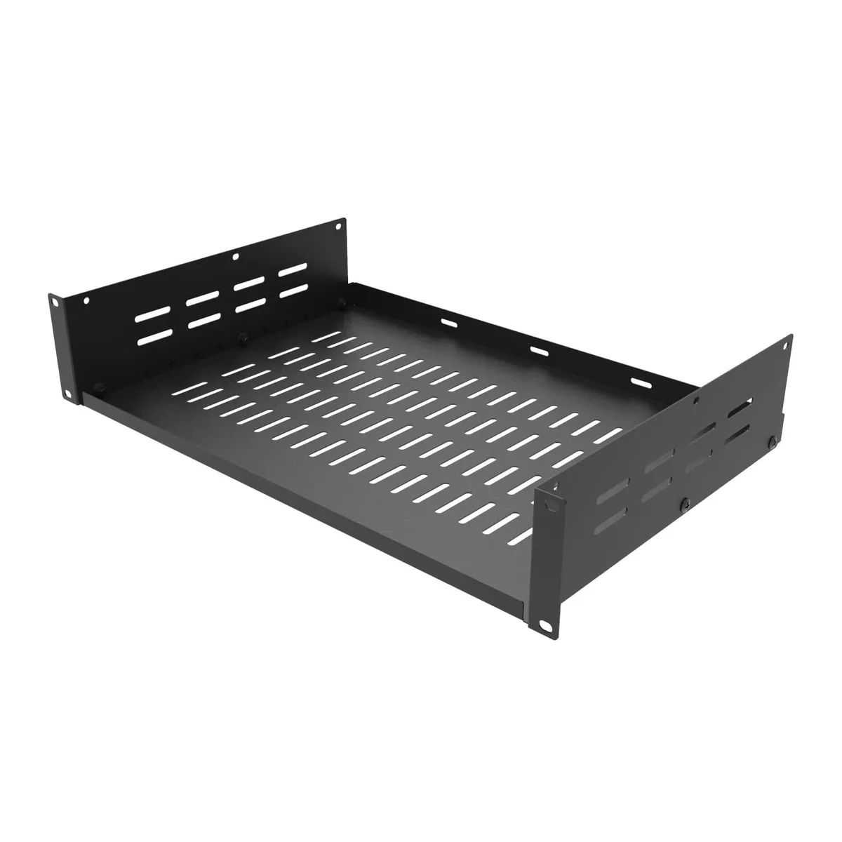  JINGCHENGMEI 2U 19-Inch Vented Cantilever Shelf 12 Inch Deep Black — product photo
