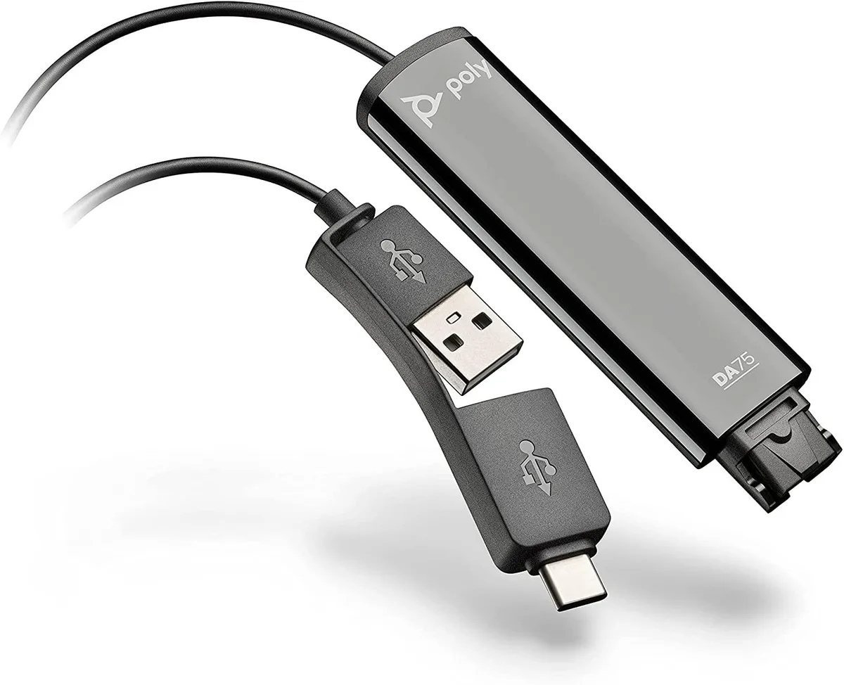 Plantronics Plantronics 218266-01 DA75 USB-A/C digital adapter headset — product photo