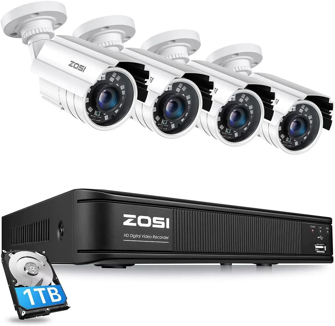 ZOSI technology Co., Ltd ZOSI 8MM-211W4S-10-US 8-Channel 1TB 4×1080p 80ft Night Vision Home Safety — product photo