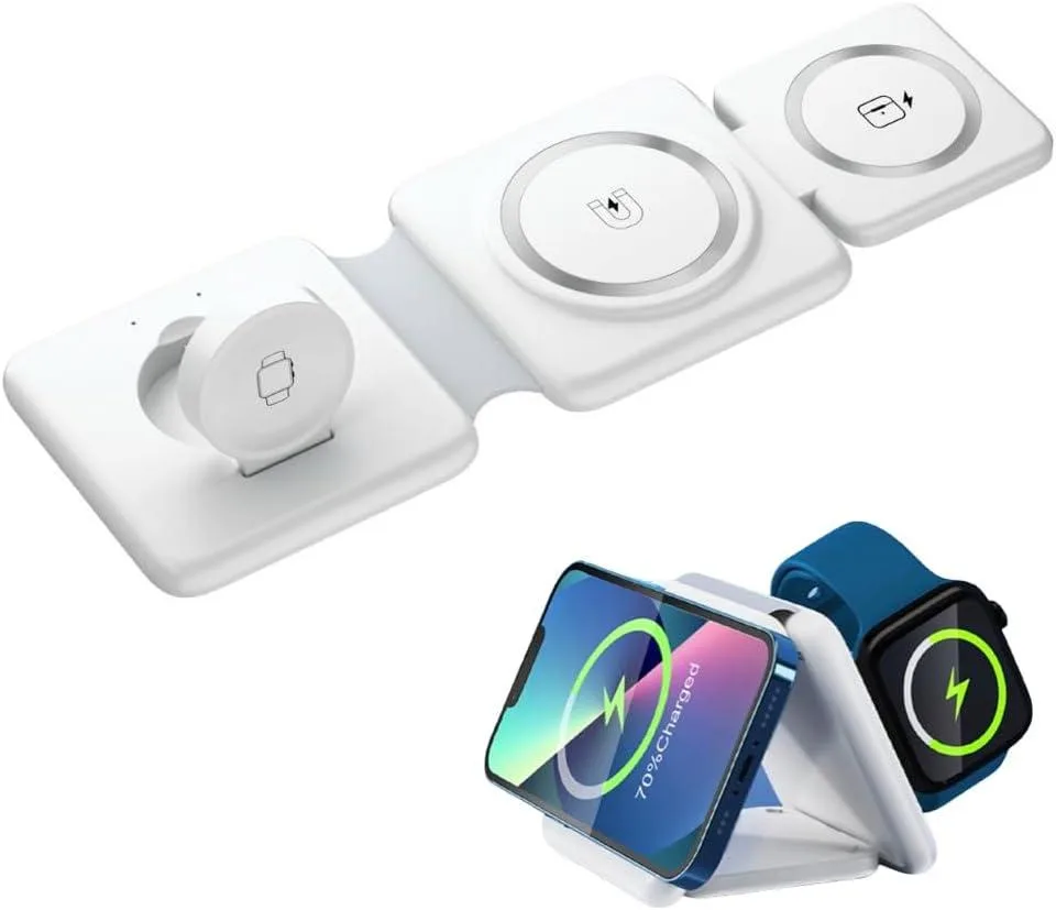 KINGARD KINGARD 3-in-1 Foldable Magnetic 15W Charger White — product photo