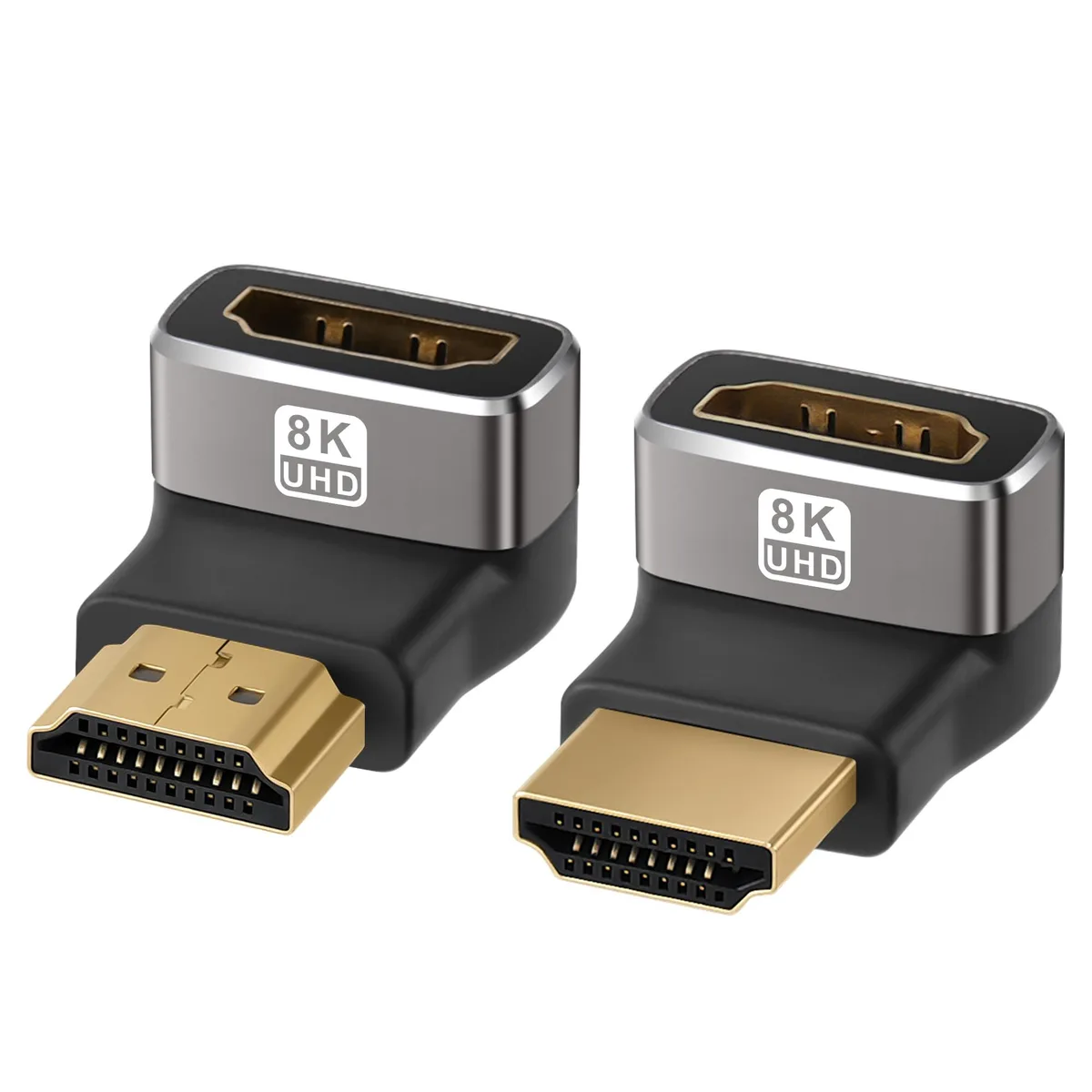 No Sew No Sew SX-8KHD-AD-2P 90° &amp; 270° HDMI 2.1 Male-Female Extender 2 Pack — product photo