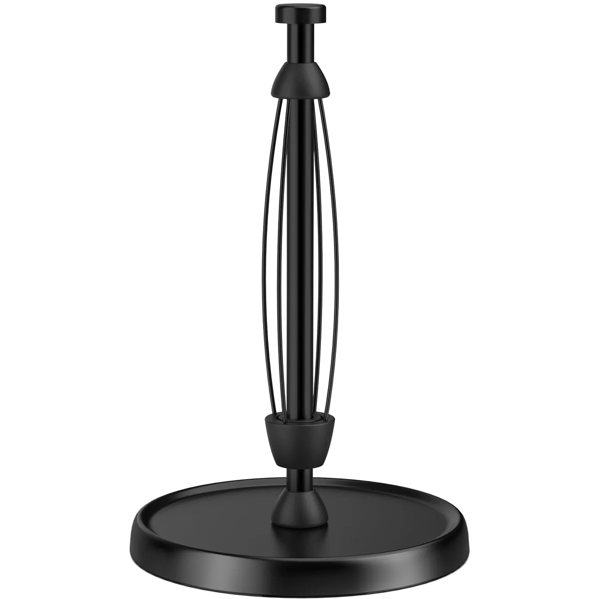 Paper Towel Holder Countertop One-Handed Tear Stainless Steel Weighted Base Black — product photo