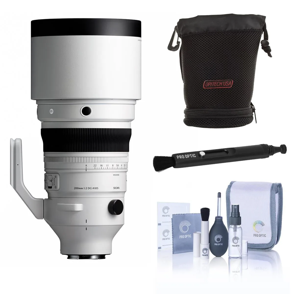 SIGMA SIGMA 200mm f/2 DG OS Sports lens for Sony E with filter pouch and cleaning kit — product photo
