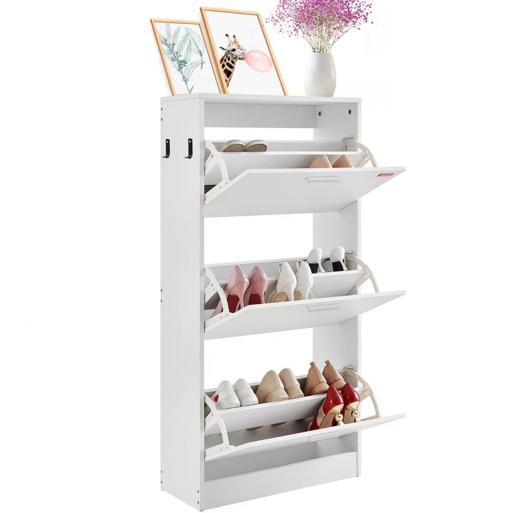 VEVOR VEVOR 3 Flip-Drawer Shoe Cabinet 600×237×1200 mm White — product photo