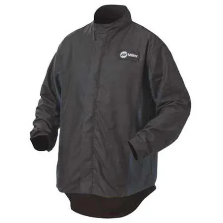 Miller welding jacket XL 30 inch black navy zipper stand-up collar vented back