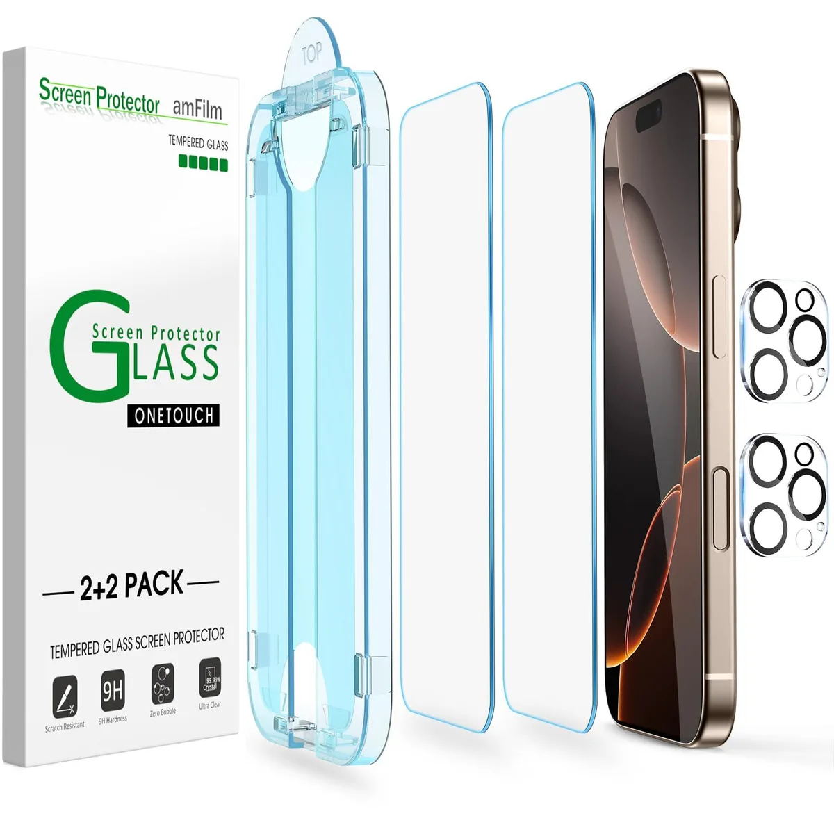  amFilm Screen Protector iPhone 16 Pro Max 6.9" Tempered Glass OneTouch — product photo