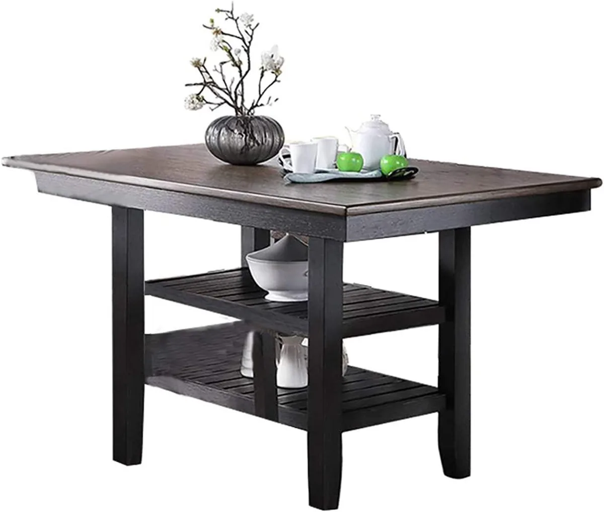 tuphen tuphen Counter Height Dining Table Dark Coffee 2 Shelf Rubberwood — product photo