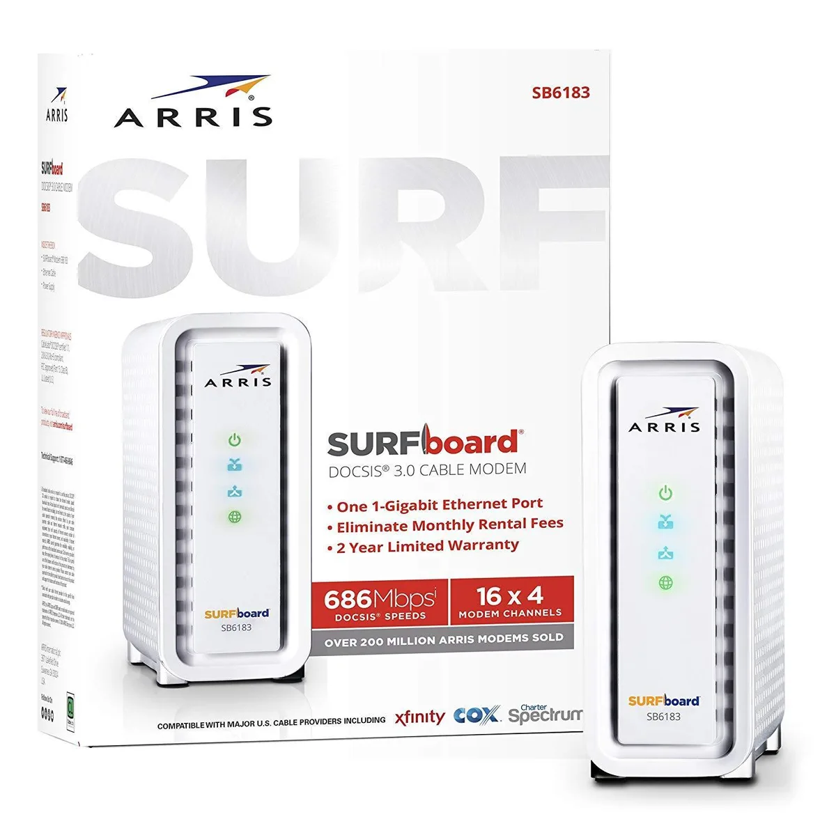 ARRIS ARRIS Surfboard SB6183 White 16x4 DOCSIS 3.0 Cable Modem — product photo