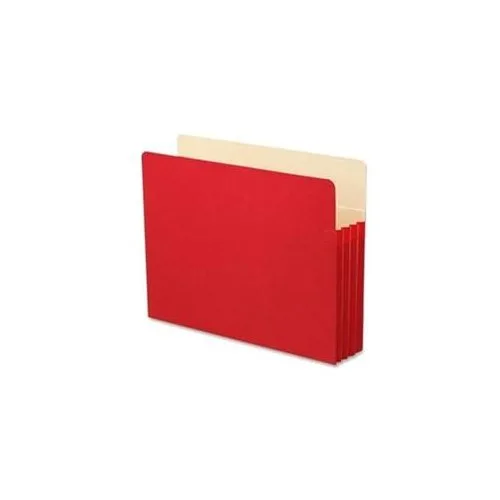 Red top-tab file pocket with Tyvek expansion gusset