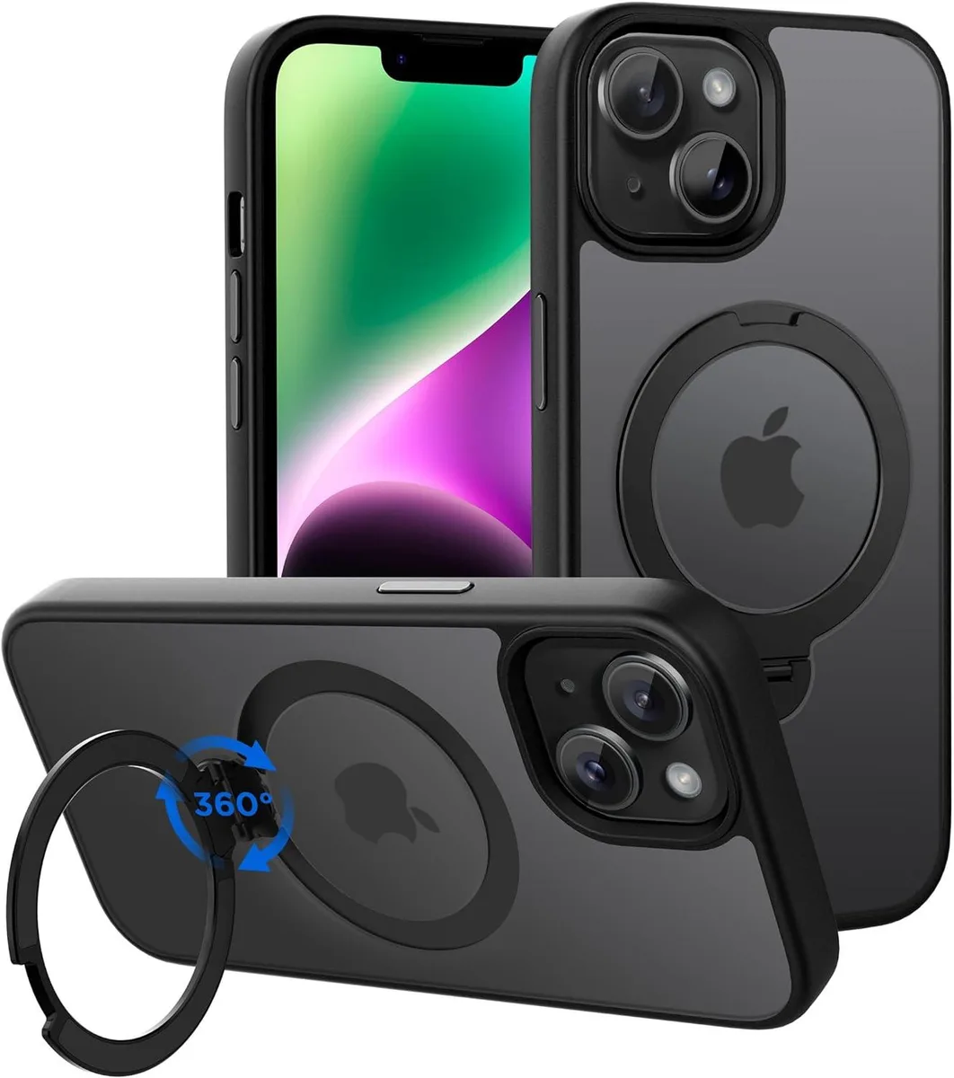 iworkmart iworkmart Magnetic Case iPhone 13/14 6.1 inch 360 Ring Stand Matte Black — product photo