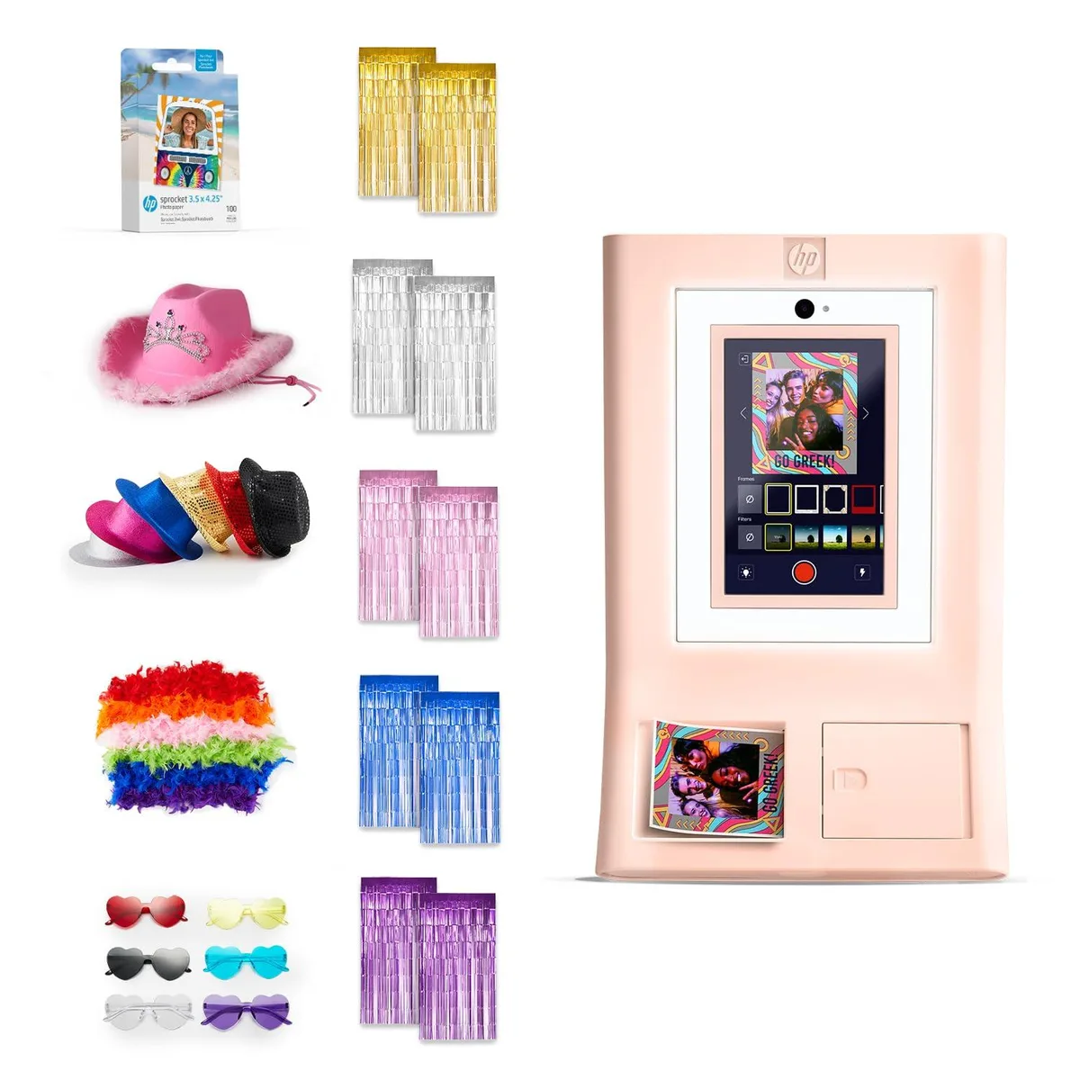 HP HP Sprocket Photo Booth Machine Instant Color Photo Printer Pink Bundle card printer — product photo