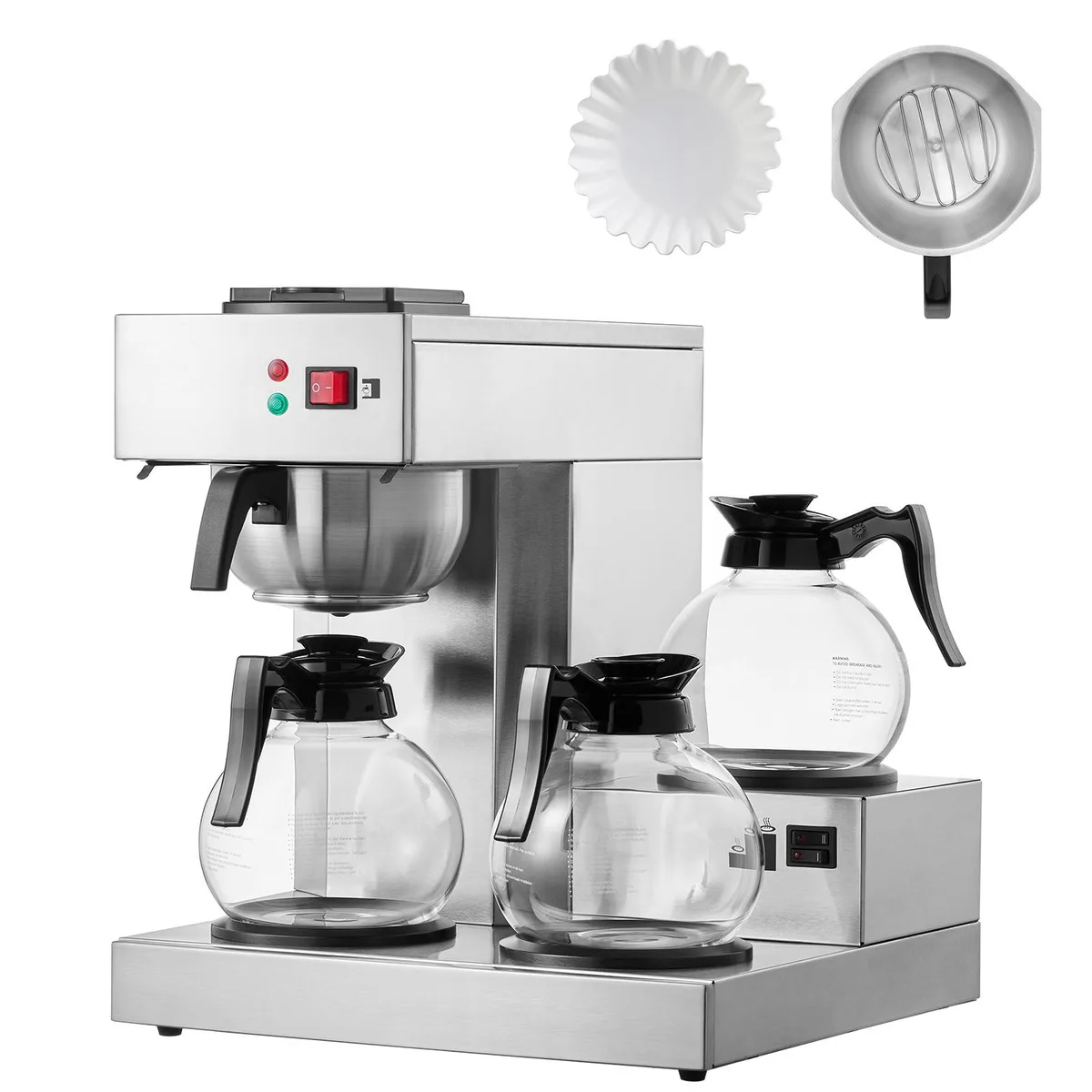VEVOR VEVOR 12-Cup Commercial Drip Coffee Maker 3 Carafes 3 Warmers 304 SS Funnel Auto Water Intake — product photo