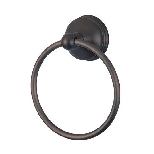 Oil-rubbed bronze vintage towel ring, solid brass, circular form with wall-mounted base