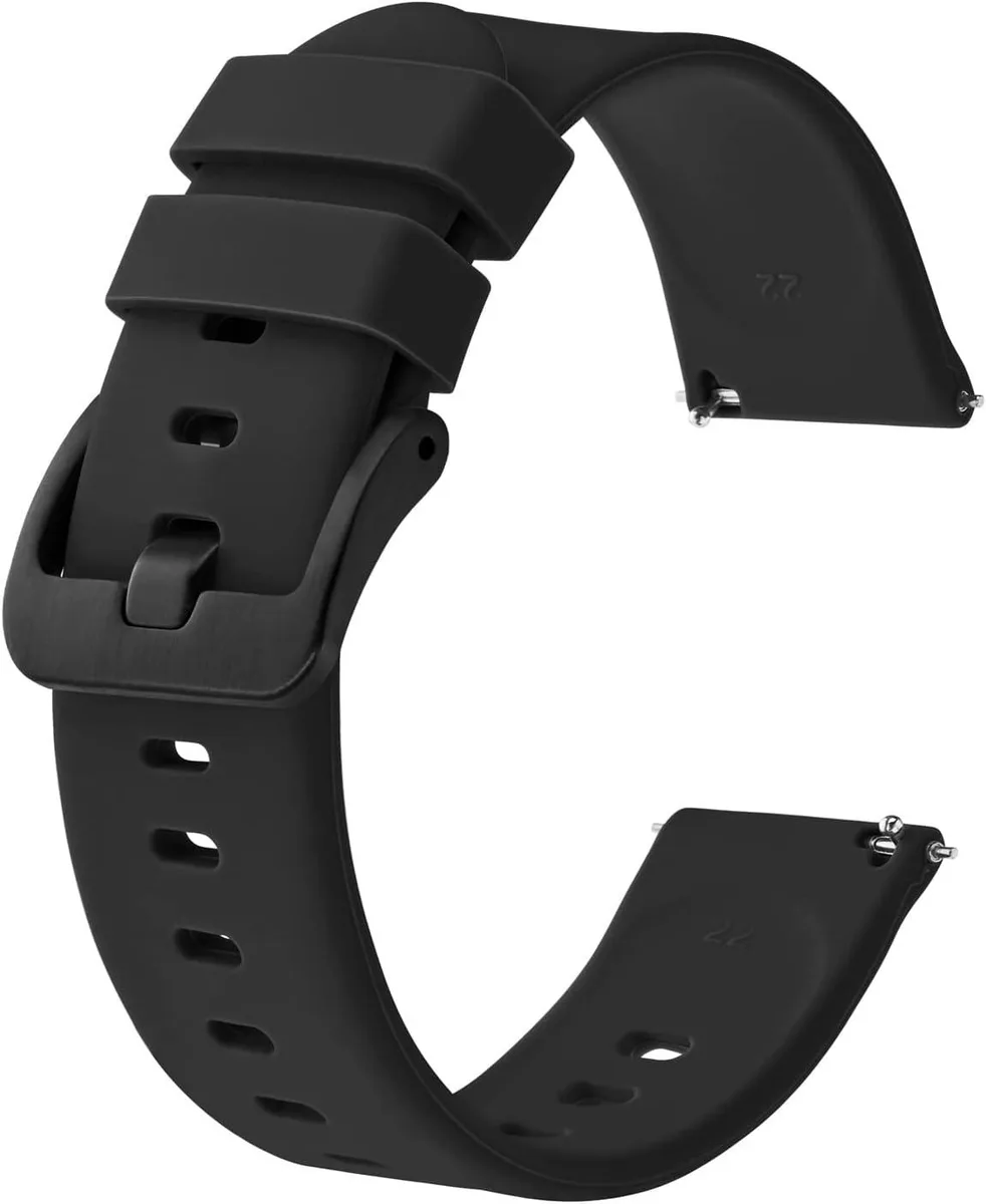 ETEIZU ETEIZU Silicone Watch Strap 20mm Black Quick Release 15 Holes — product photo