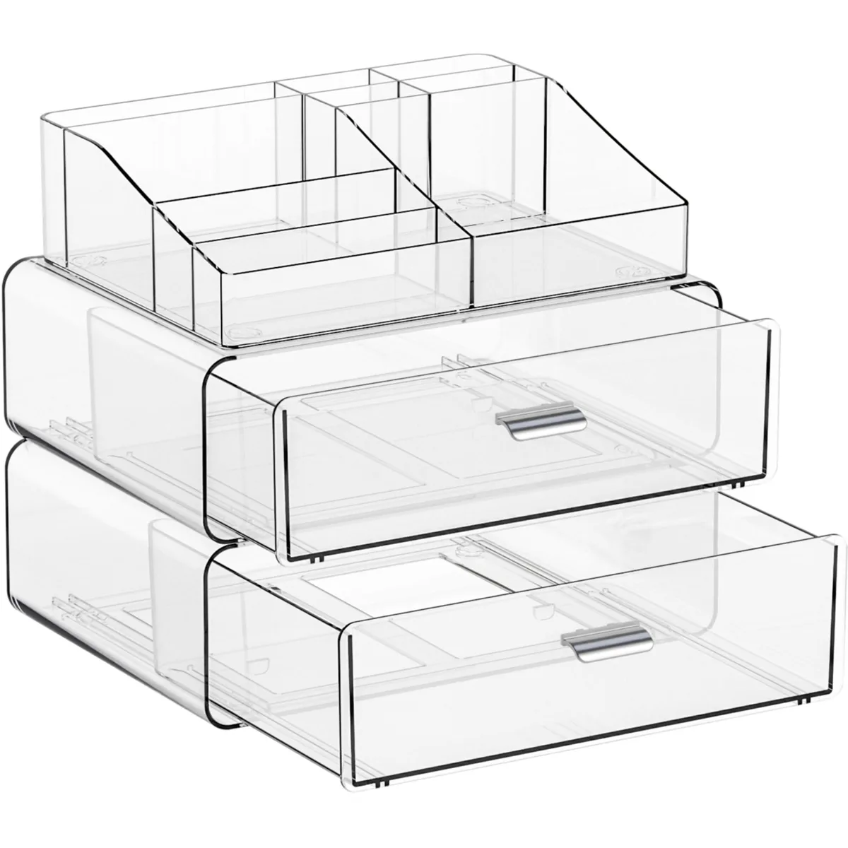  Decolav 2 Drawers-PET Makeup Organizer Bath Storage 14.33in W x 12.83in H x 9.06in D Black — product photo