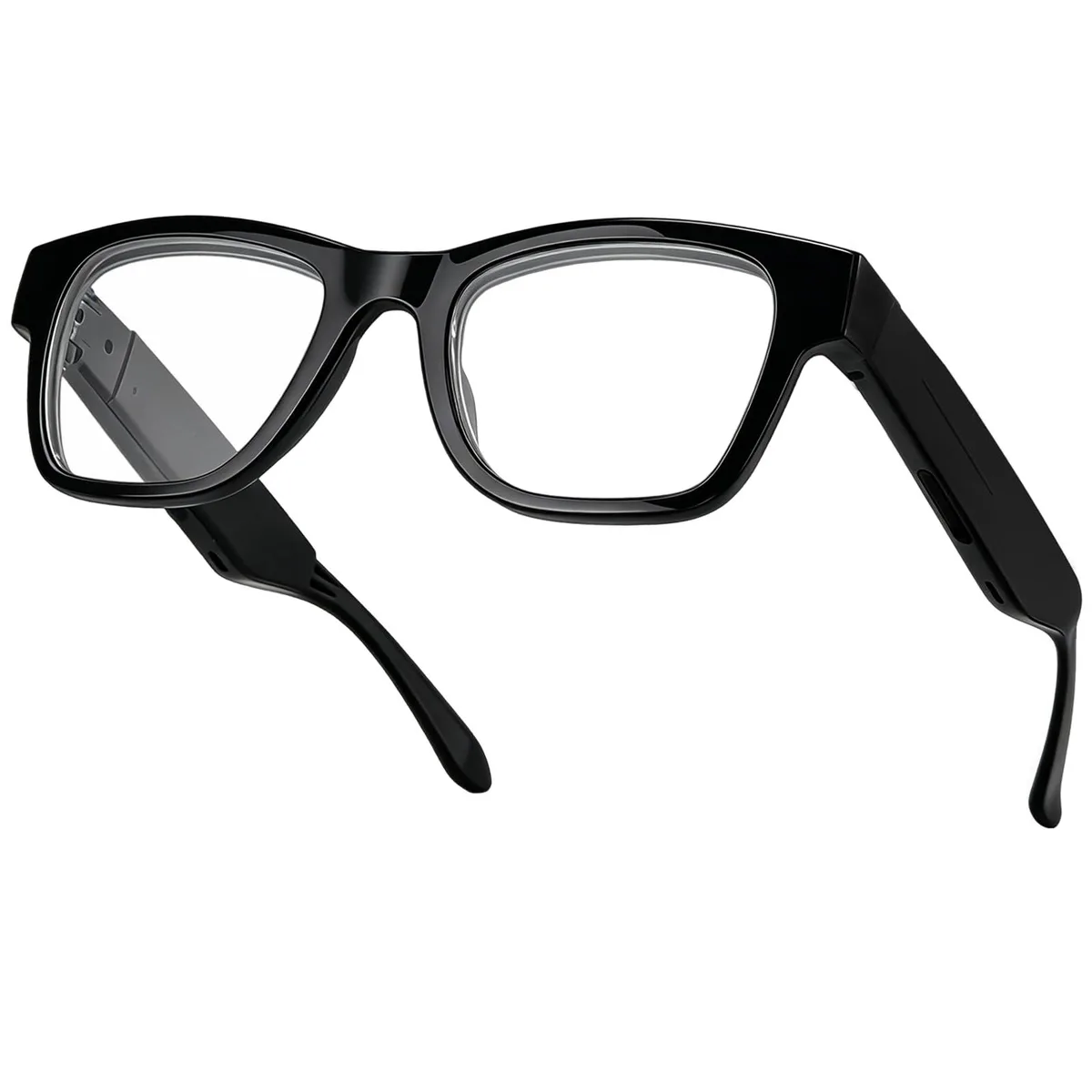 Black smart glasses with 1.04 inch display and color-change lenses