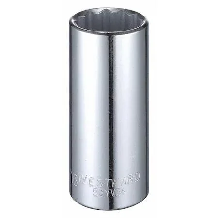 Westward 1/2 inch drive 12-point deep socket chrome finish