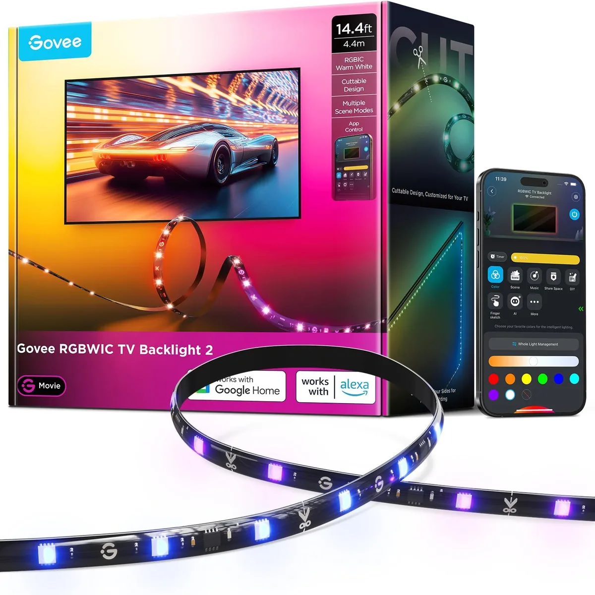  TP-LINK H6671 Smart Plug &amp; Lighting 14.4ft RGBWIC Cuttable TV Backlight — product photo