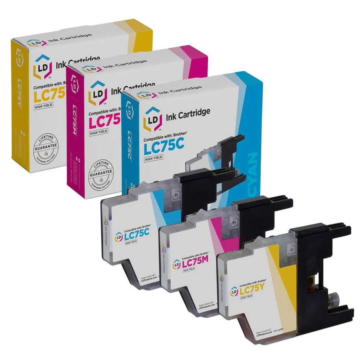 LD Products LD Products Compatible Ink Cartridge for Brother LC75 High Yield 5-Pack (2 Black, 1 Cyan, 1 Magenta, 1 Yellow) — product photo