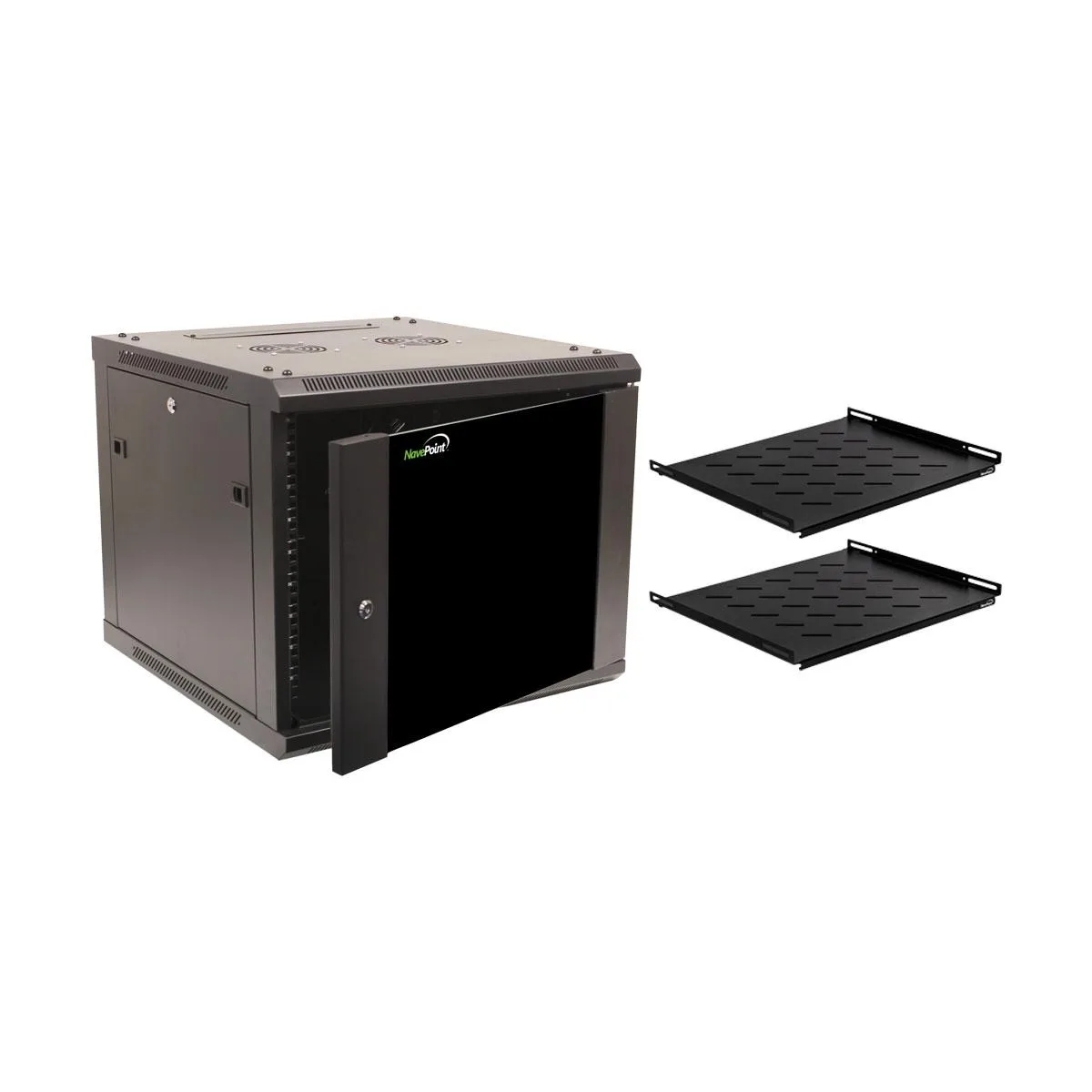 NavePoint NavePoint 9U Wallmount Server Rack 600mm Depth Shelves Fans — product photo