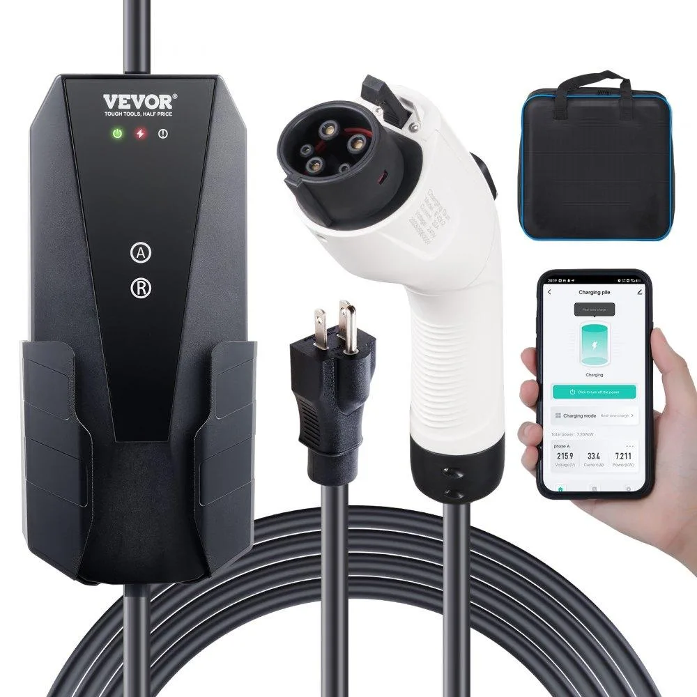 VEVOR VEVOR Portable EV Charger 16A 120V/240V 28 ft Cable NEMA 6-20P/5-15P IP66 — product photo