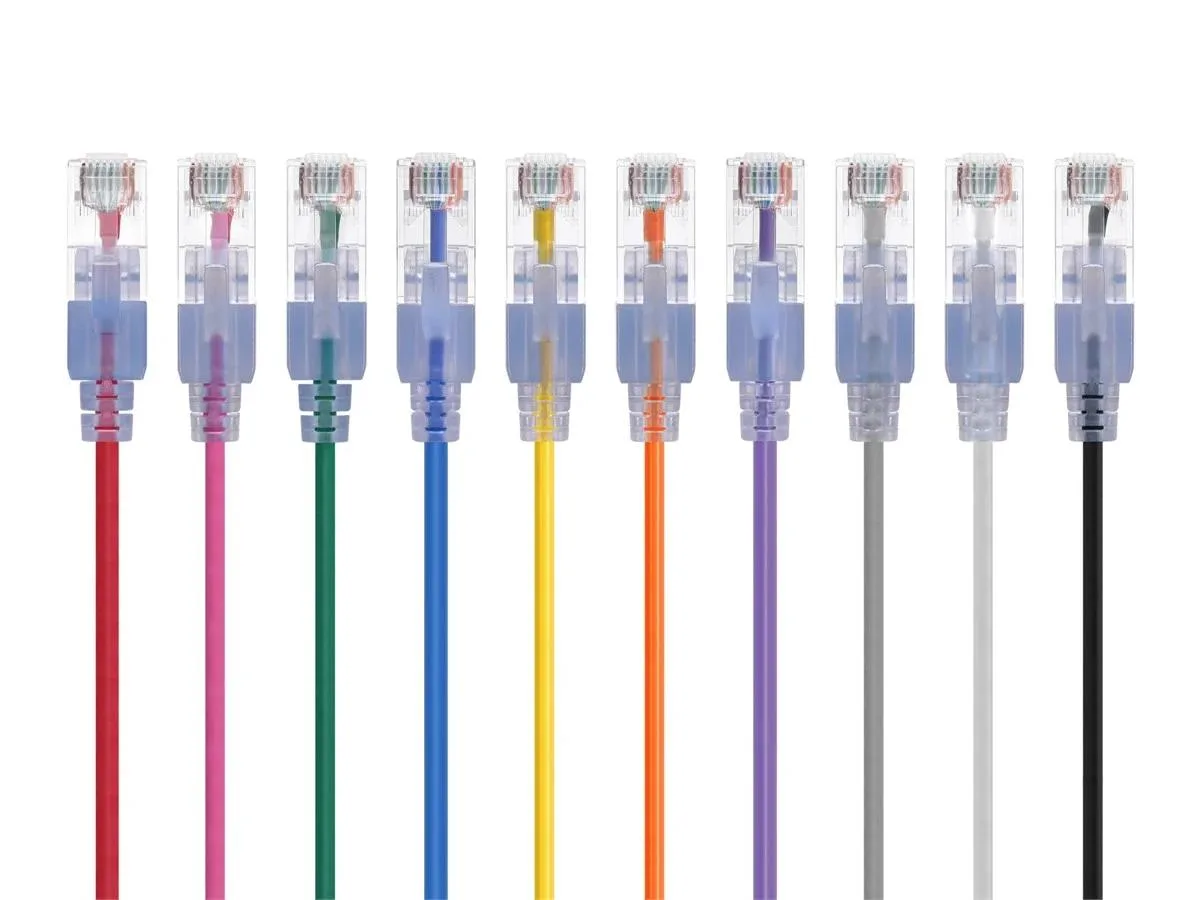 Monoprice Inc. Monoprice 129474 SlimRun Cat6A network ethernet cable 6in 10-color 10-pack — product photo