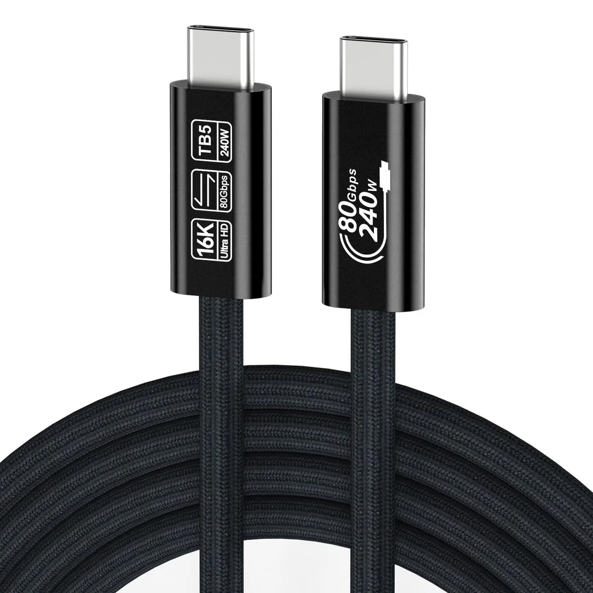 Bolton Technical Bolton Technical Thunderbolt 5 Cable 10 ft 80Gbps 240W 16K 2 in 1 accessory — product photo