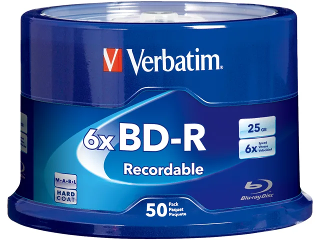 VERBATIM VERBATIM 98397V DUP BD-R 25GB 6X 50 spindle blu-ray media — product photo