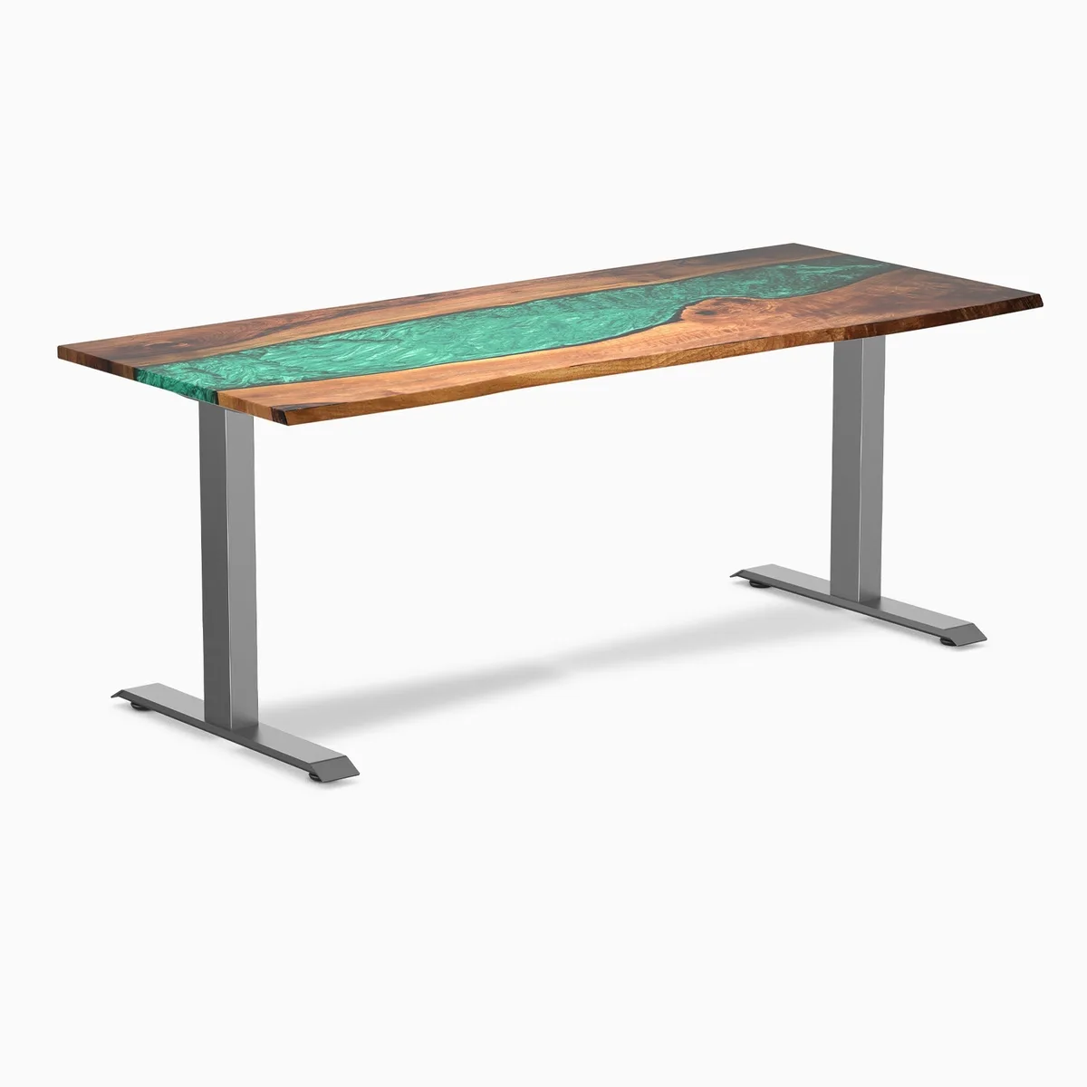 Desky Desky Resin Hardwood Office Desk Walnut Emerald River 72 x 30 in Space Gray — product photo