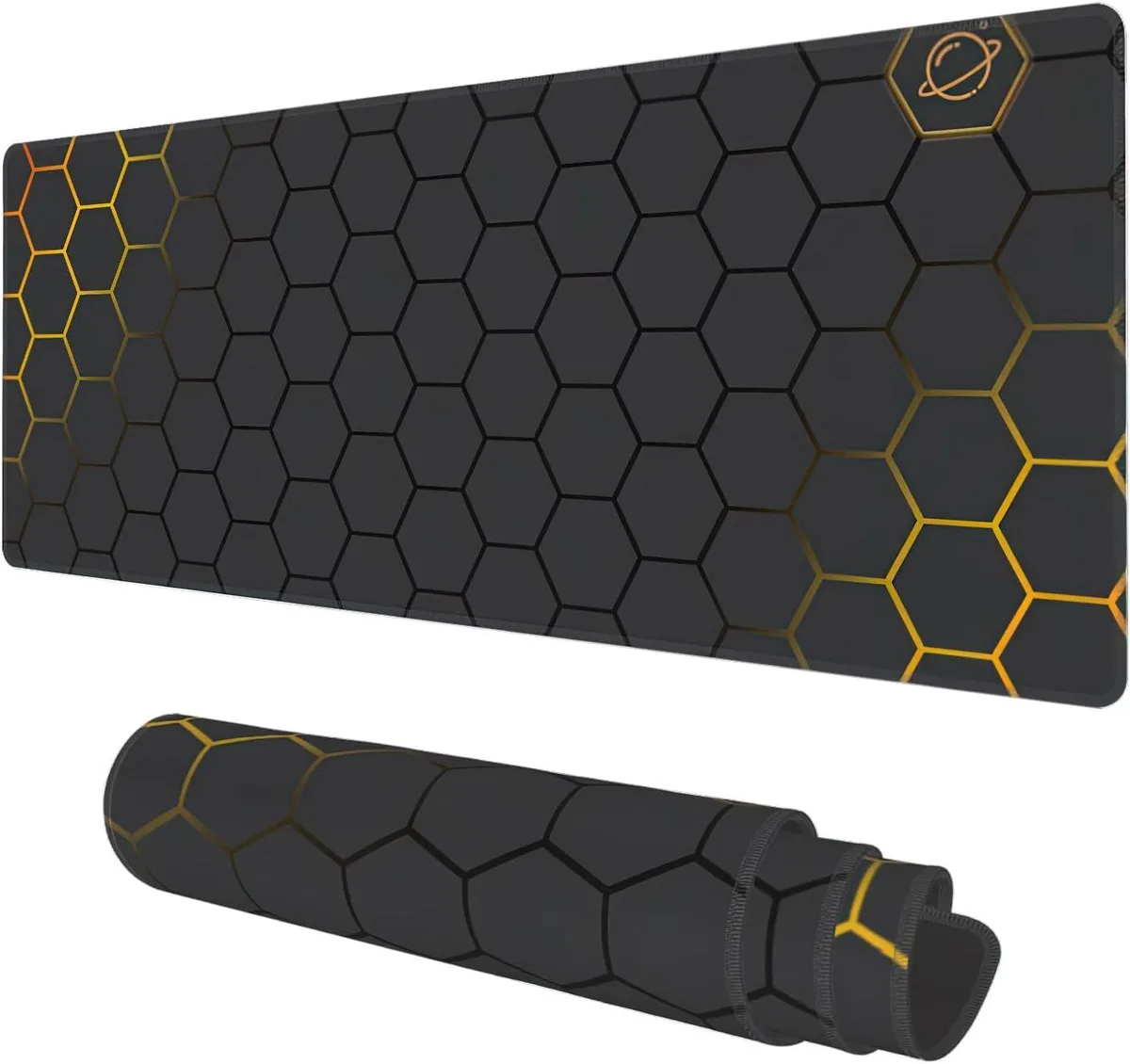 BAOFENG BAOFENG Desk Mat Black Gold Honeycomb 31.5x11.8 Mouse Pad — product photo