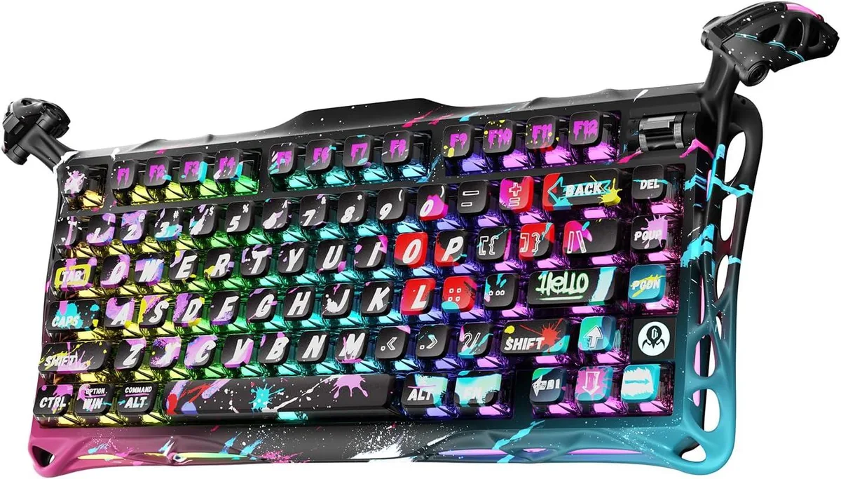 WISDUM WISDUM Neon Graffiti 75% Hall Effect Gaming Keyboard — product photo