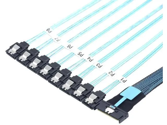 Fervit Fervit 0.5M MCIO SFF-8654 8i to 8×SATA 7P Cable 32AWG 85 Ohm — product photo