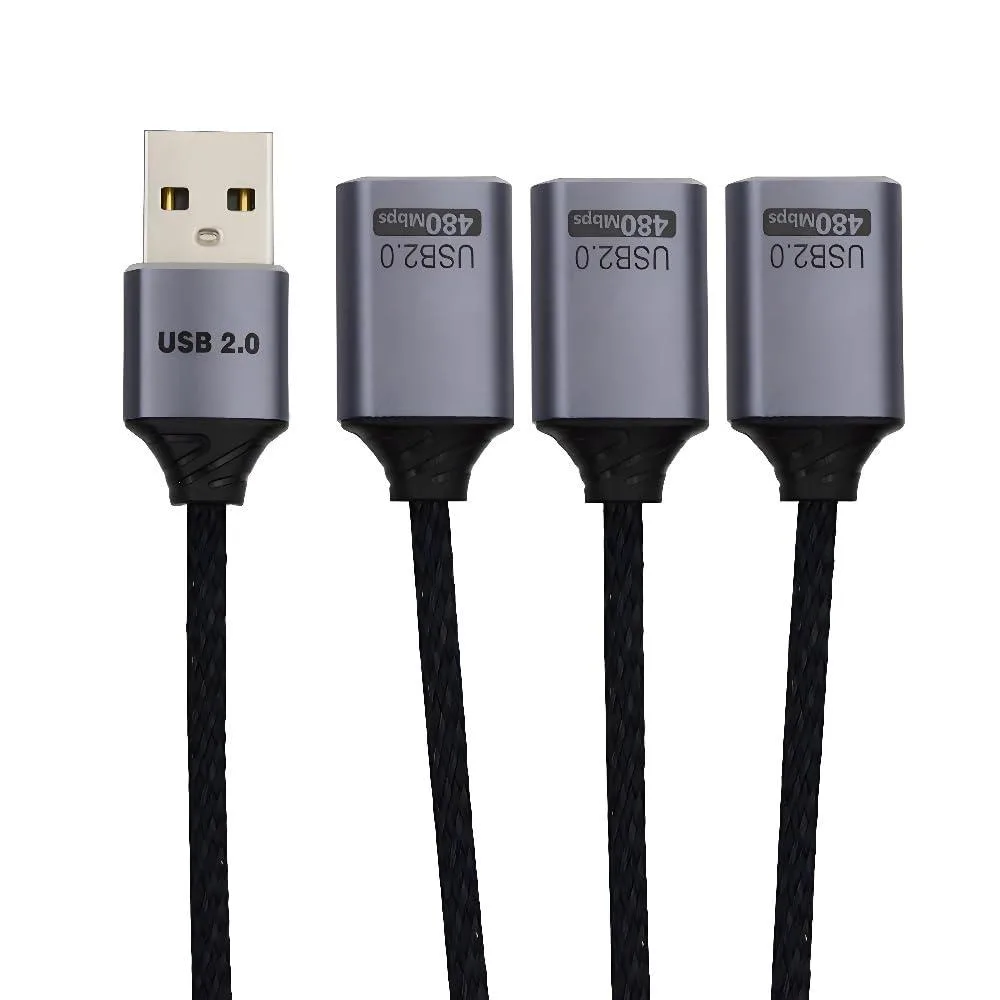 Vszerda Vszerda USB 2.0 Y Splitter 1 to 3 Ports 27cm Grey — product photo